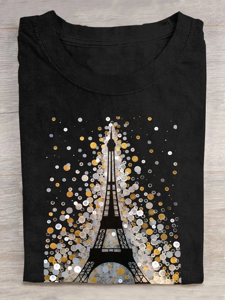 Cotton La Tour Eiffel Loose Casual T-Shirt