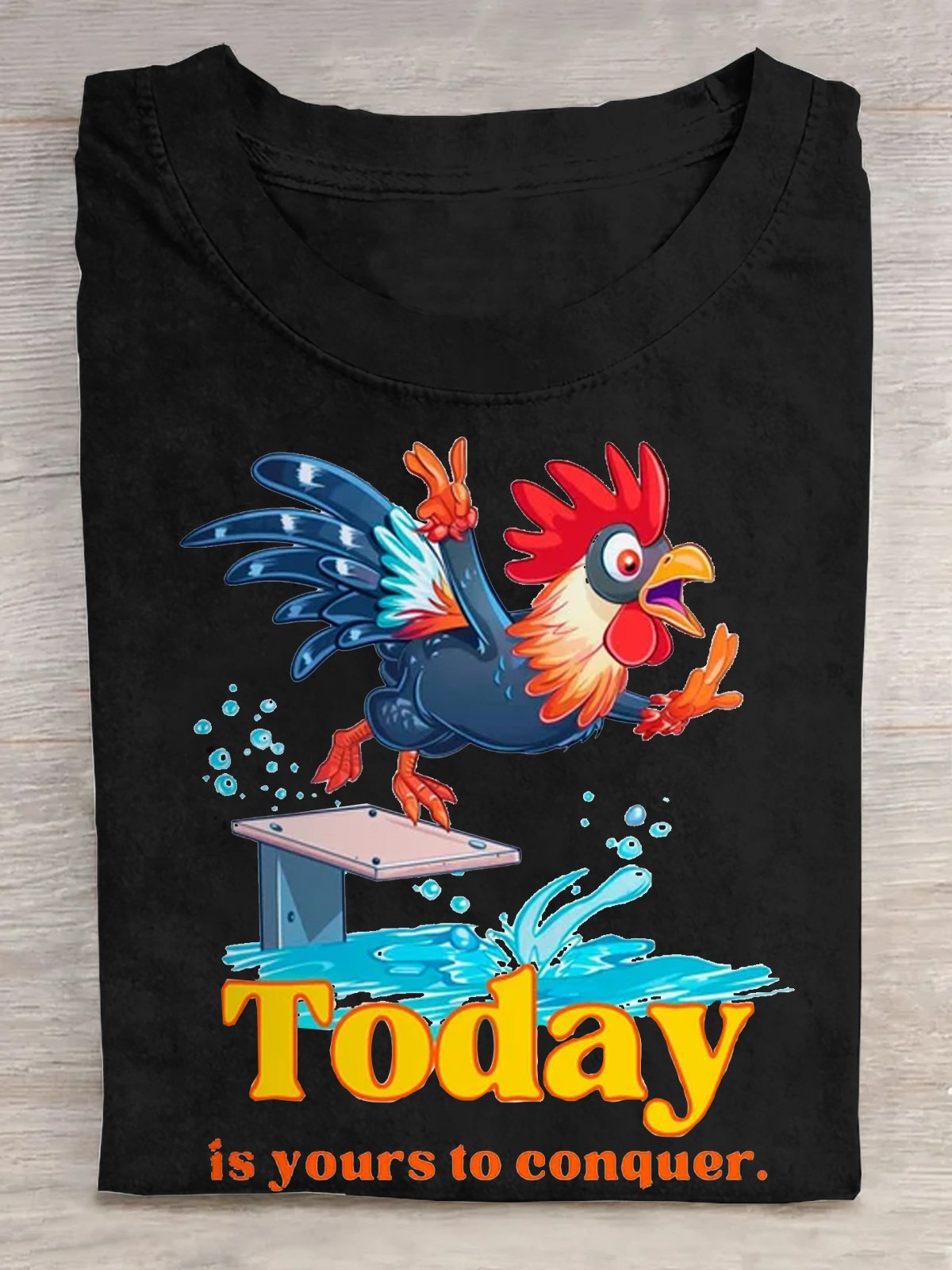 Olympic Rooster Taking A Dive  Cotton Casual T-Shirt