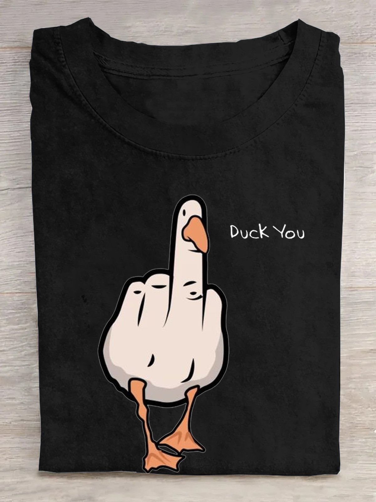 Duck You Cotton Casual Crew Neck T-Shirt