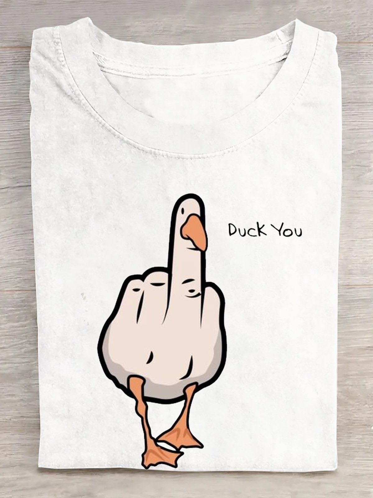 Duck You Cotton Casual Crew Neck T-Shirt