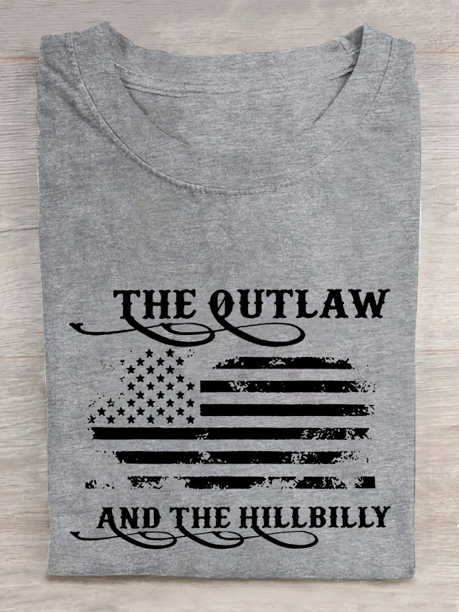 Women's The Outlaw and The Hillbilly Print  Cotton T-shirt