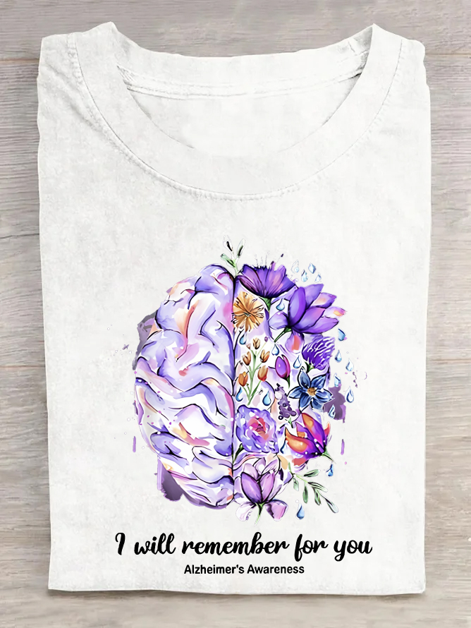 Women's I Will Remember For You Alzheimer's Awareness Cotton T-Shirt