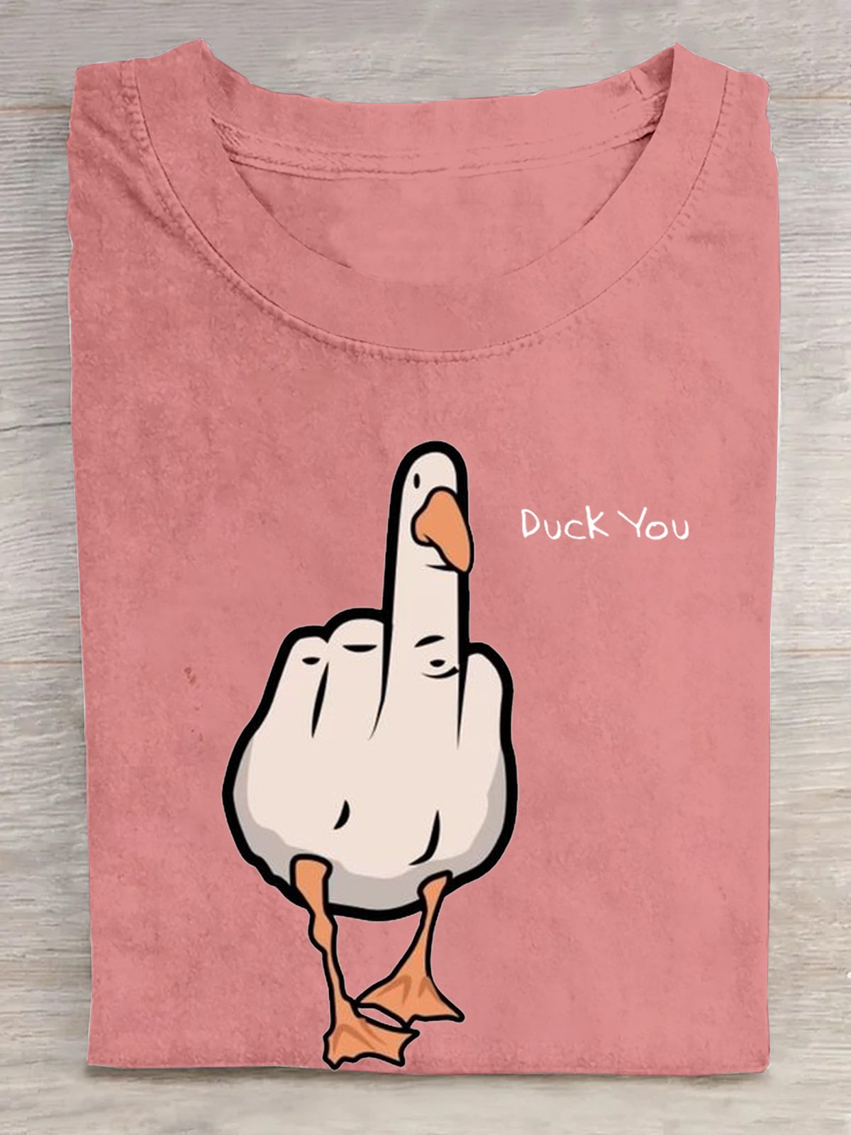 Duck You Cotton Casual Crew Neck T-Shirt