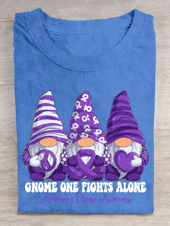 Gnome One Fights Alone Elemer Signage Awareness Cotton T-Shirt