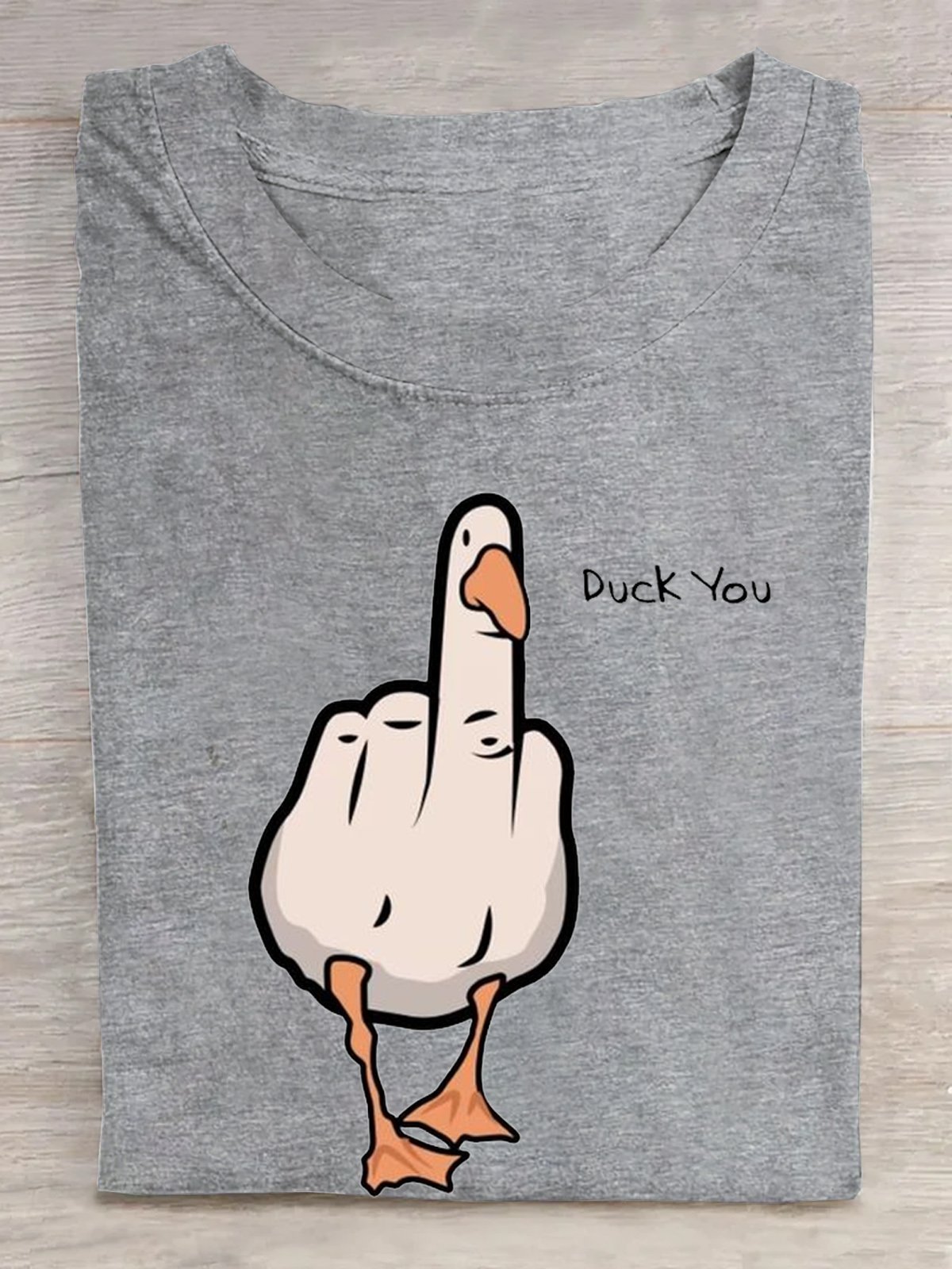 Duck You Cotton Casual Crew Neck T-Shirt