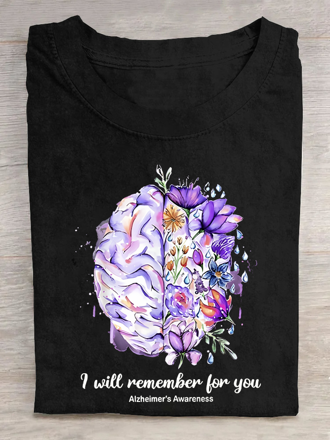 Women's I Will Remember For You Alzheimer's Awareness Cotton T-Shirt