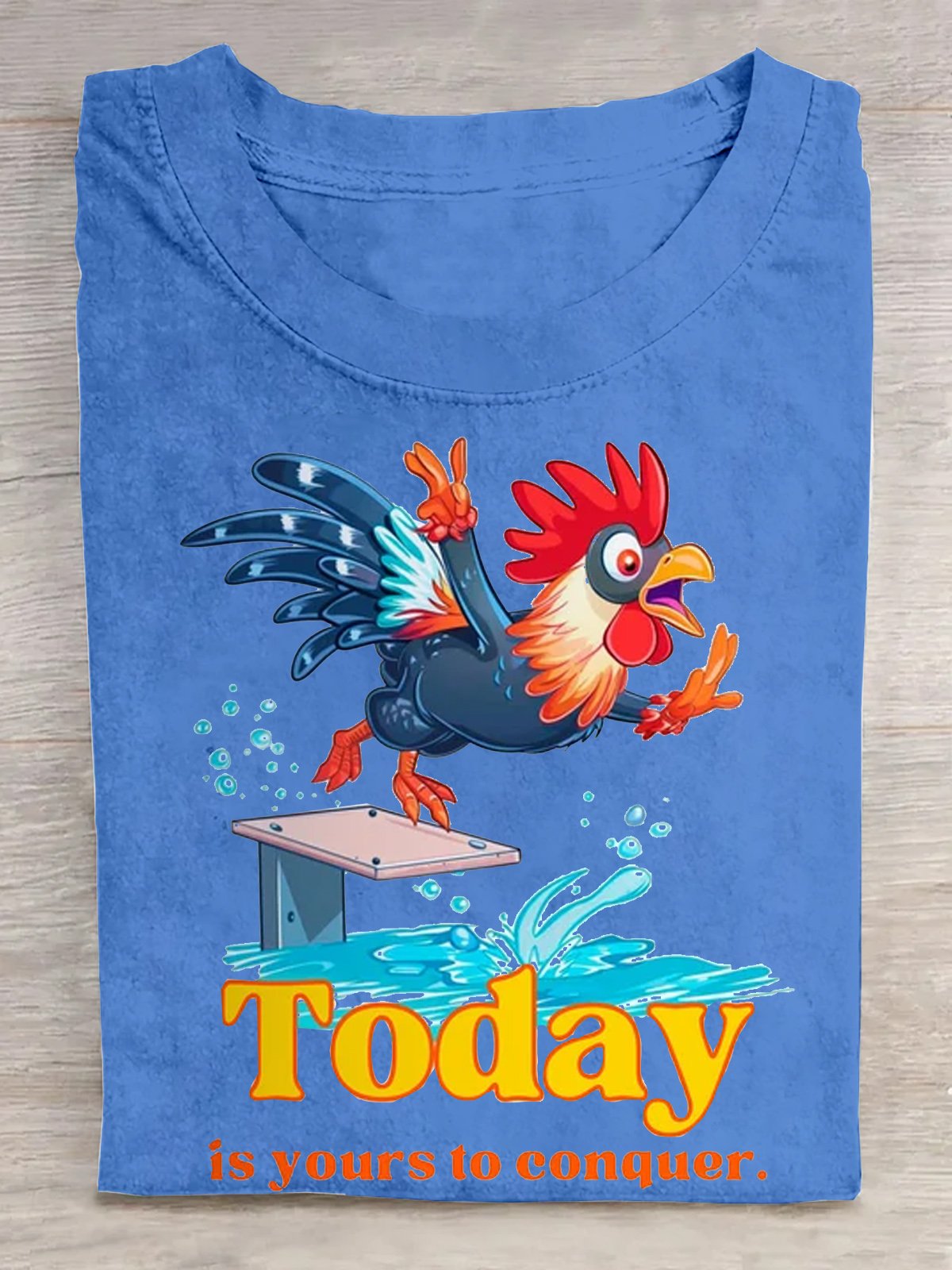 Olympic Rooster Taking A Dive  Cotton Casual T-Shirt