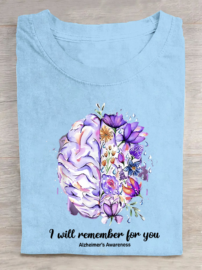 Women's I Will Remember For You Alzheimer's Awareness Cotton T-Shirt