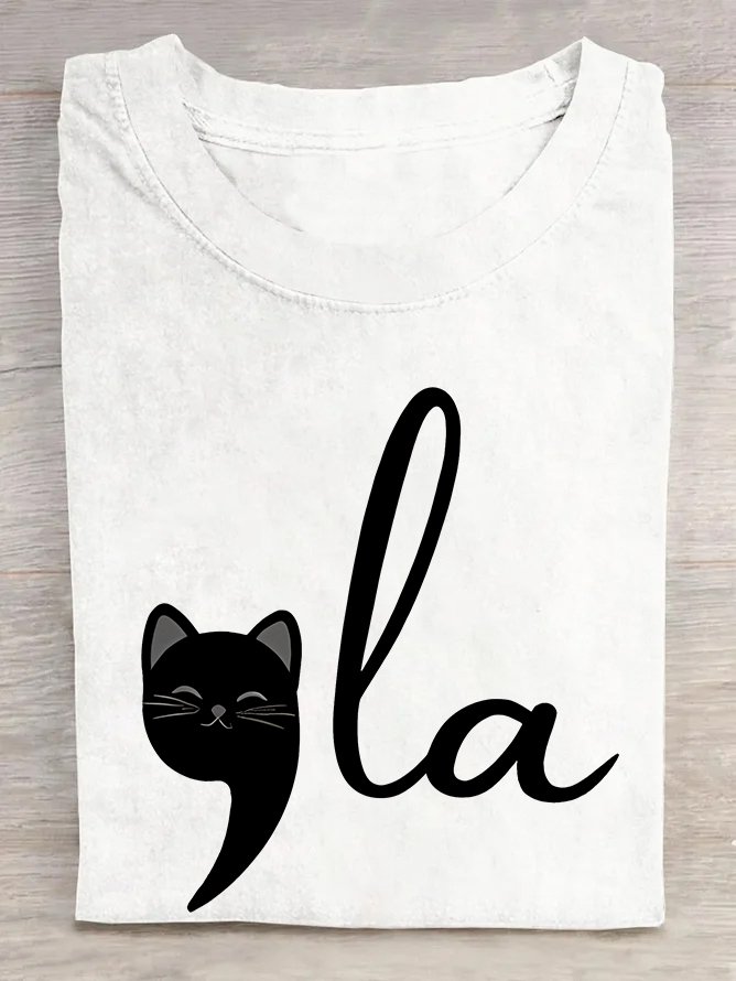 Women's La Cat Vote Printed  Cotton T-shirt