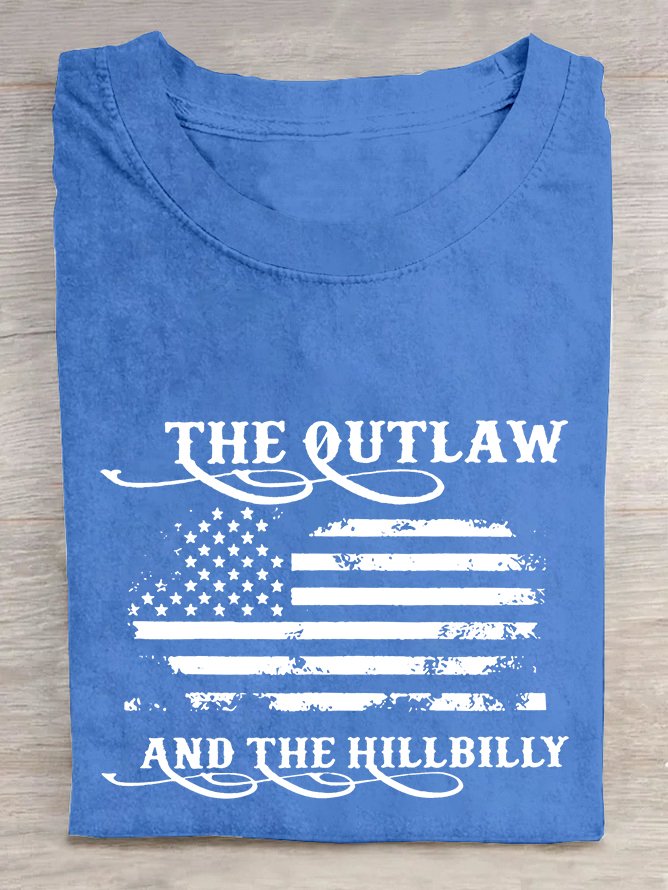 Women's The Outlaw and The Hillbilly Print  Cotton T-shirt