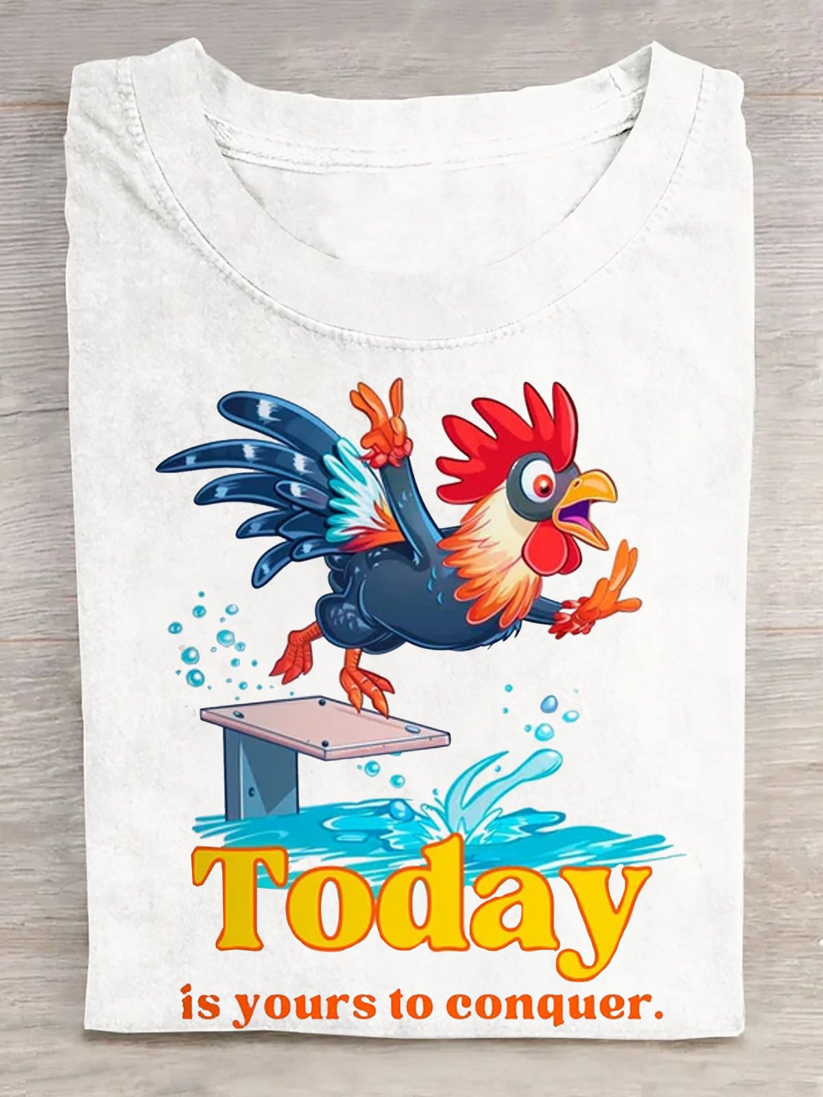 Olympic Rooster Taking A Dive  Cotton Casual T-Shirt