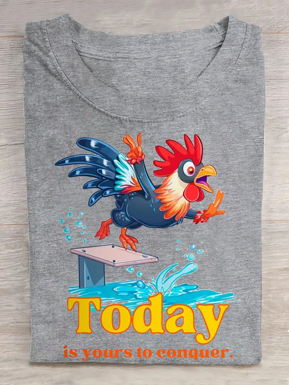 Olympic Rooster Taking A Dive  Cotton Casual T-Shirt