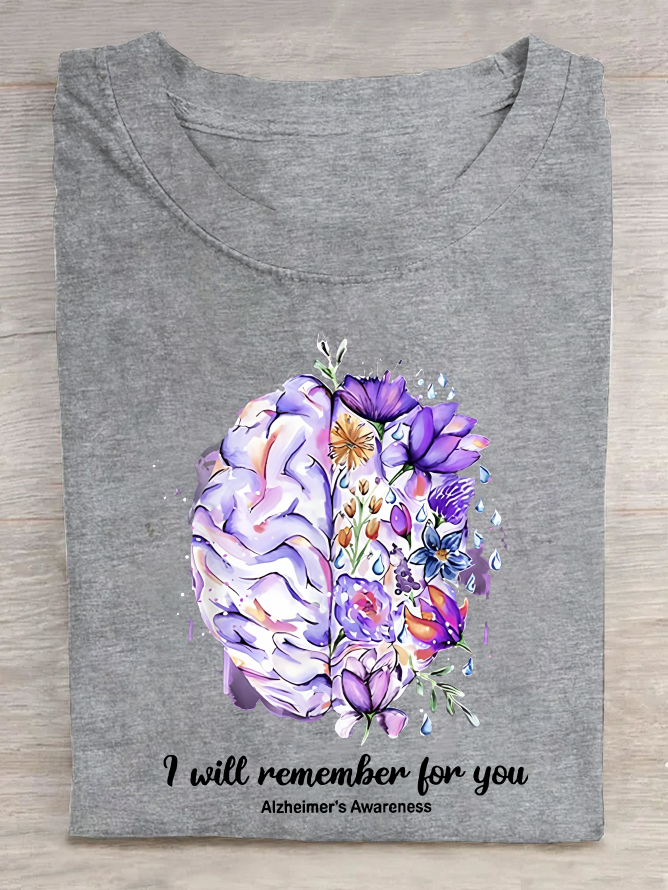 Women's I Will Remember For You Alzheimer's Awareness Cotton T-Shirt