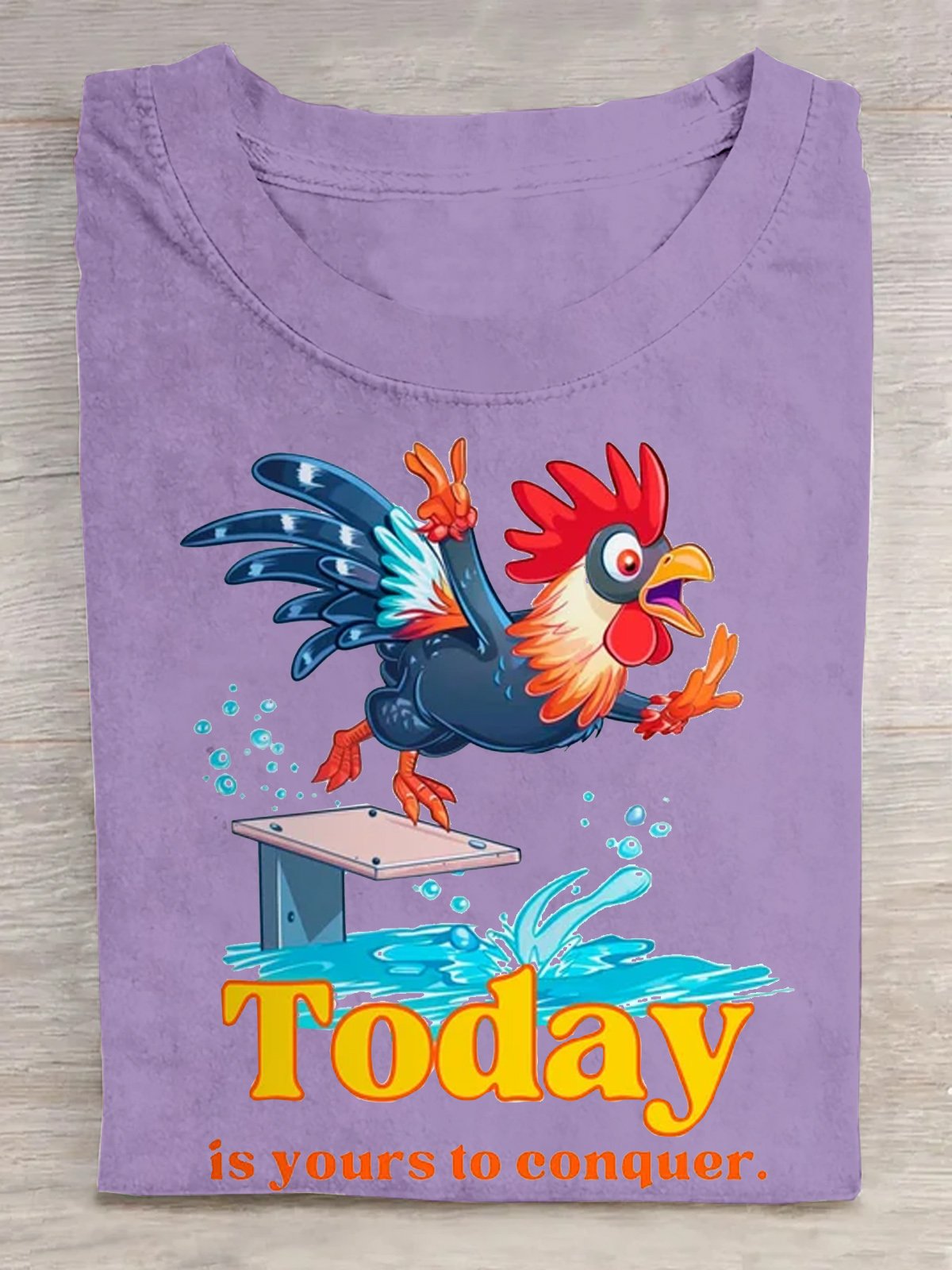 Olympic Rooster Taking A Dive  Cotton Casual T-Shirt