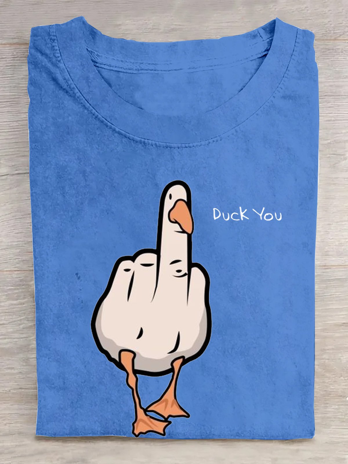 Duck You Cotton Casual Crew Neck T-Shirt