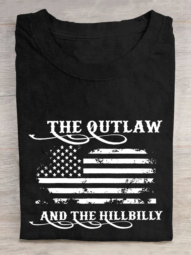 Women's The Outlaw and The Hillbilly Print  Cotton T-shirt