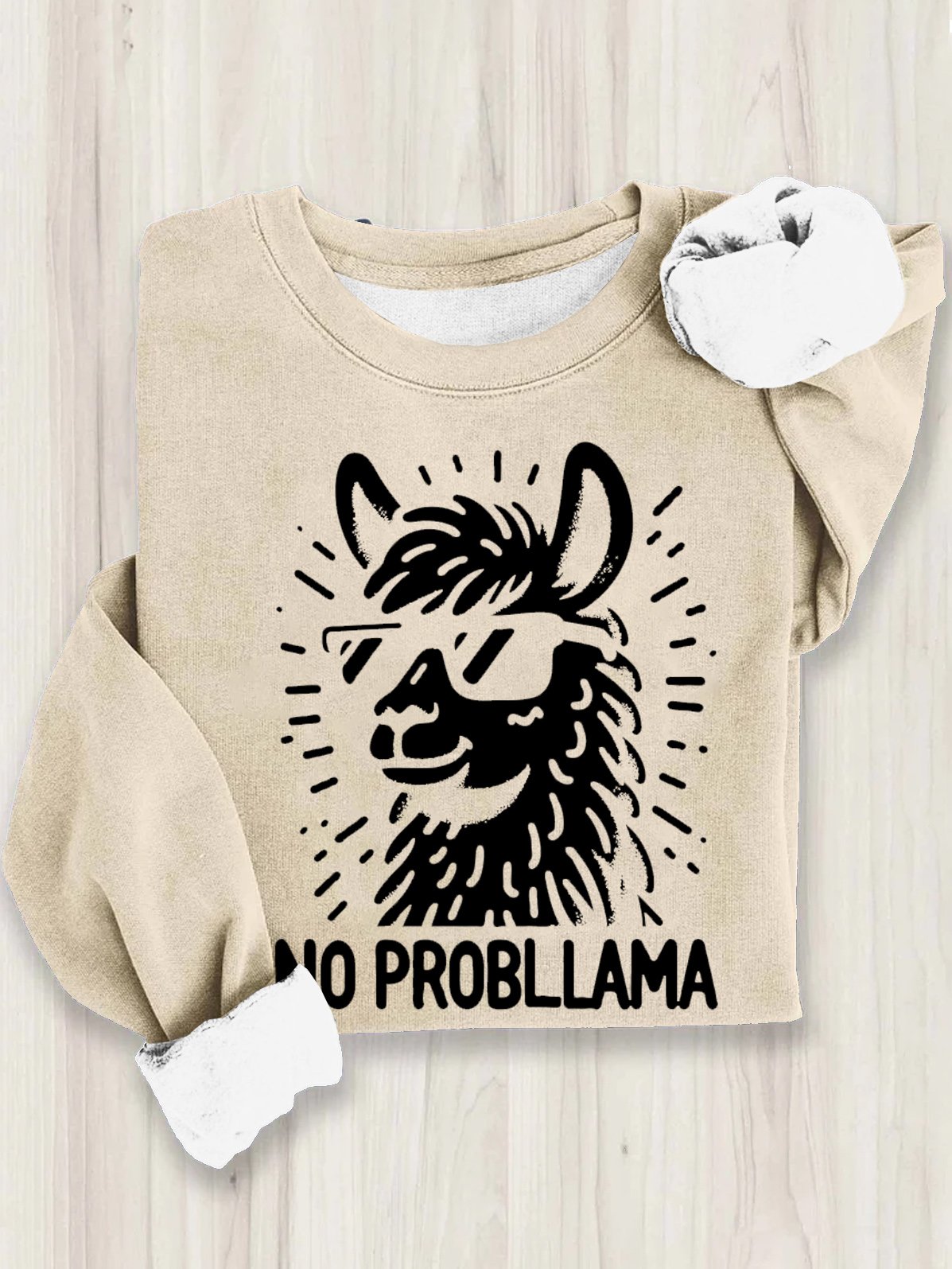 No Probllama Funny Llama Cotton Sweatshirt