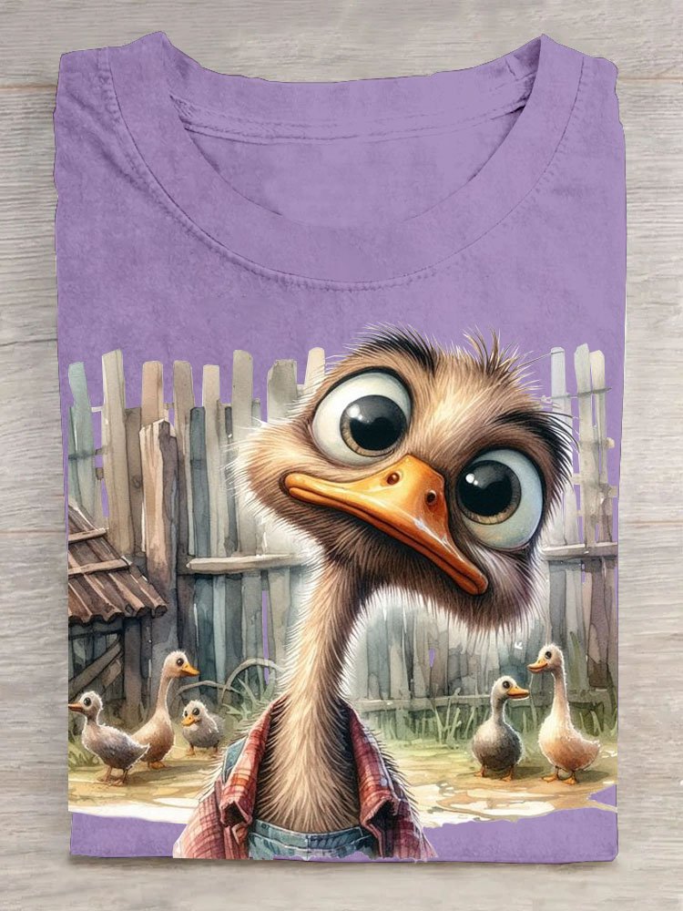 Funny Duck Round Neck Casual T-shirt