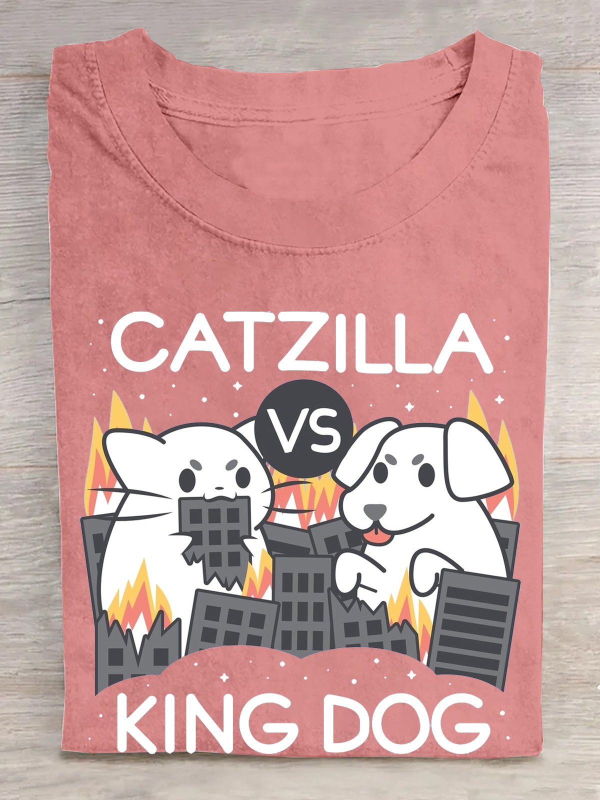 Cotton Catzilla vs King dog T-Shirt