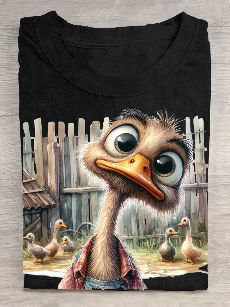 Funny Duck Round Neck Casual T-shirt