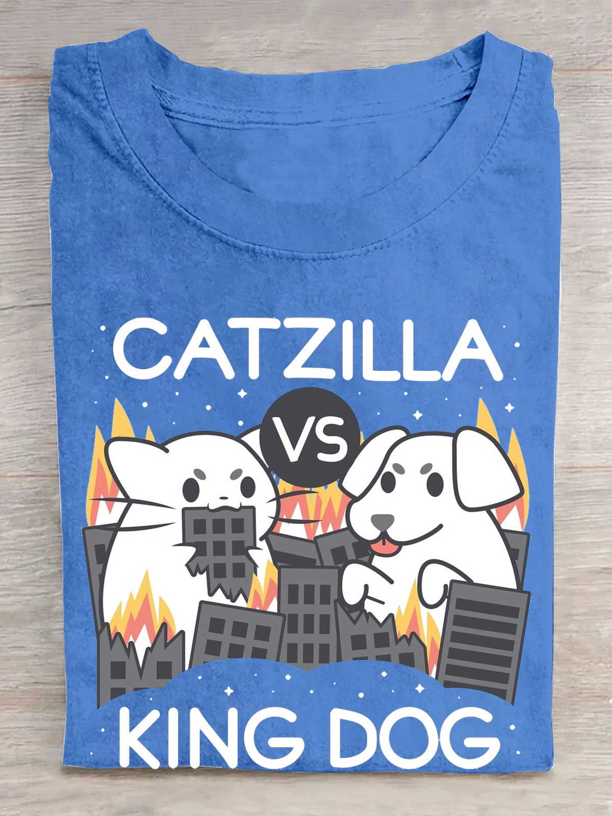 Cotton Catzilla vs King dog T-Shirt