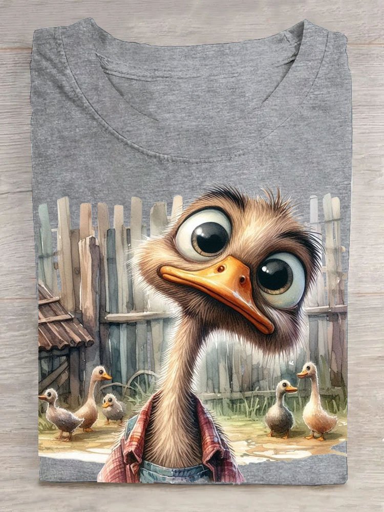 Funny Duck Round Neck Casual T-shirt