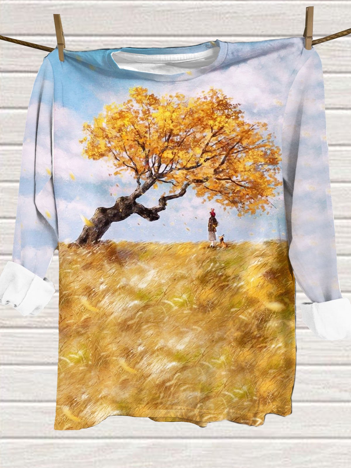 Landscape round neck casual T-shirt