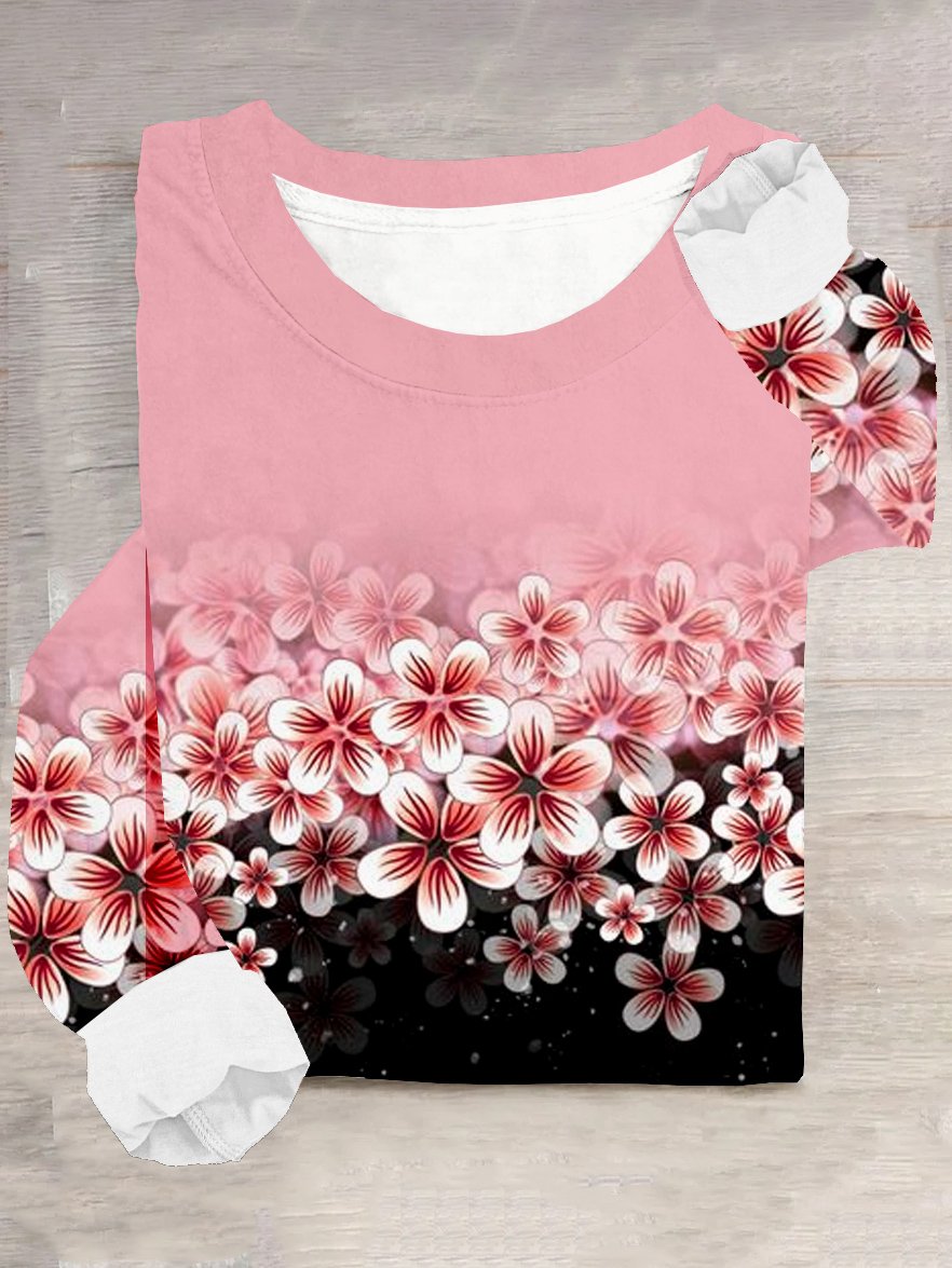 Jersey Casual Floral Loose T-Shirt