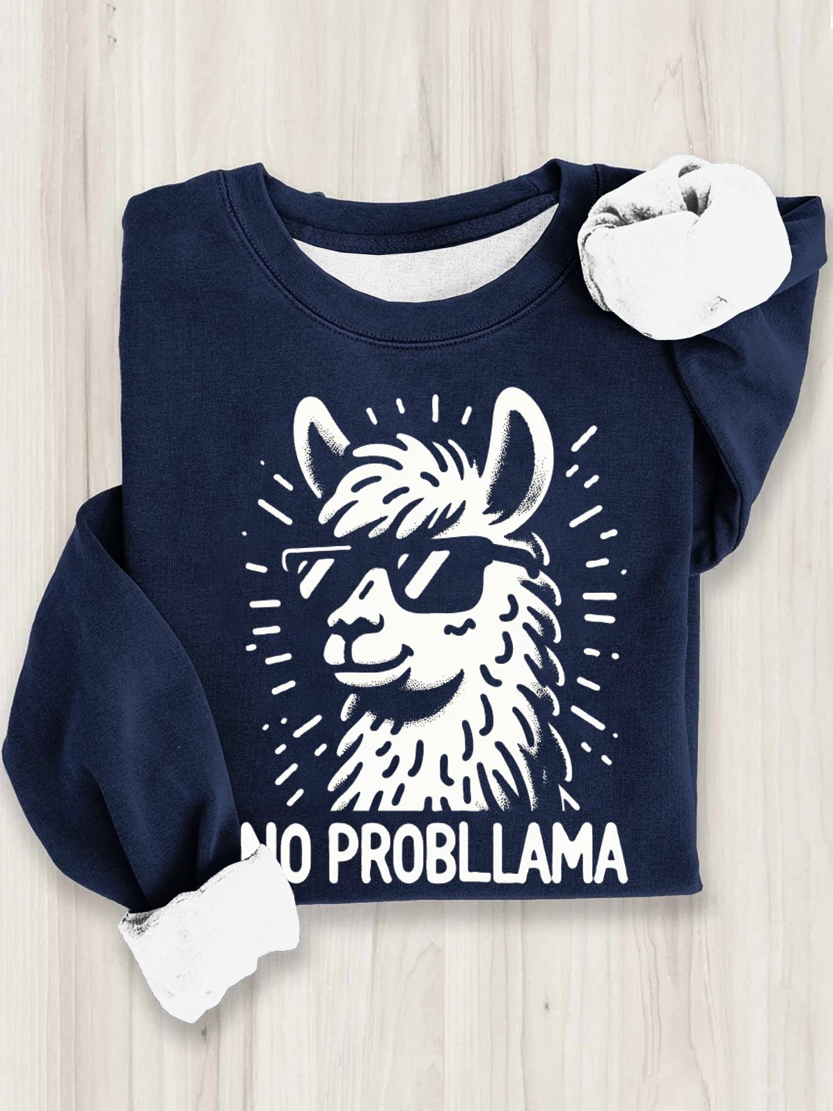 No Probllama Funny Llama Cotton Sweatshirt