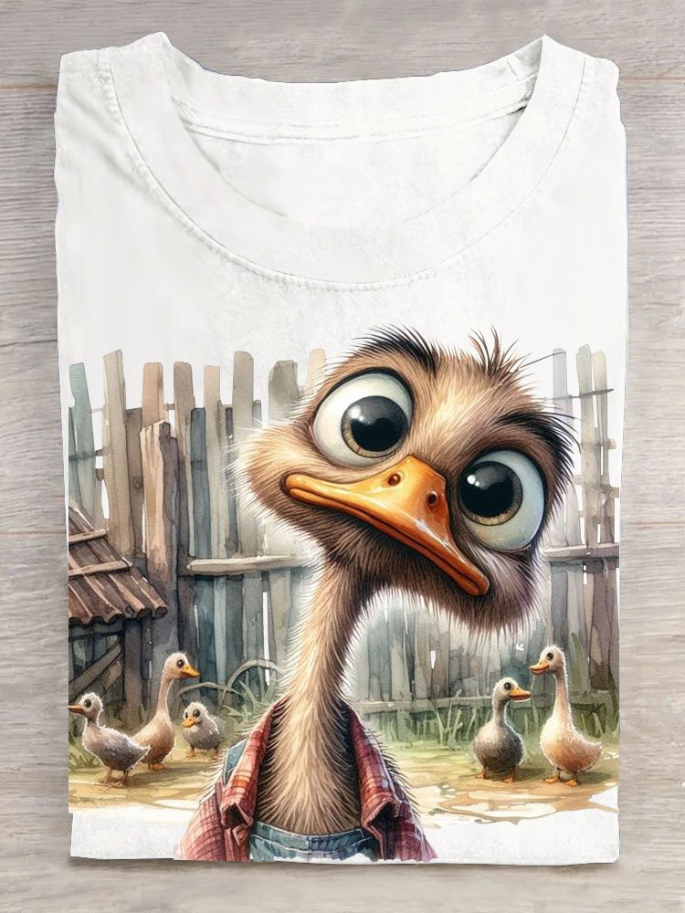 Funny Duck Round Neck Casual T-shirt