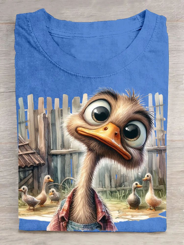 Funny Duck Round Neck Casual T-shirt