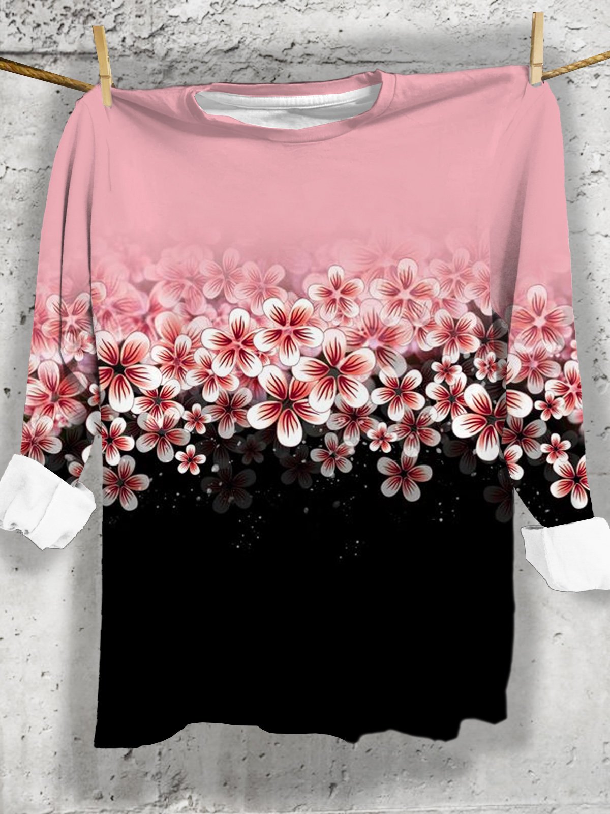 Jersey Casual Floral Loose T-Shirt