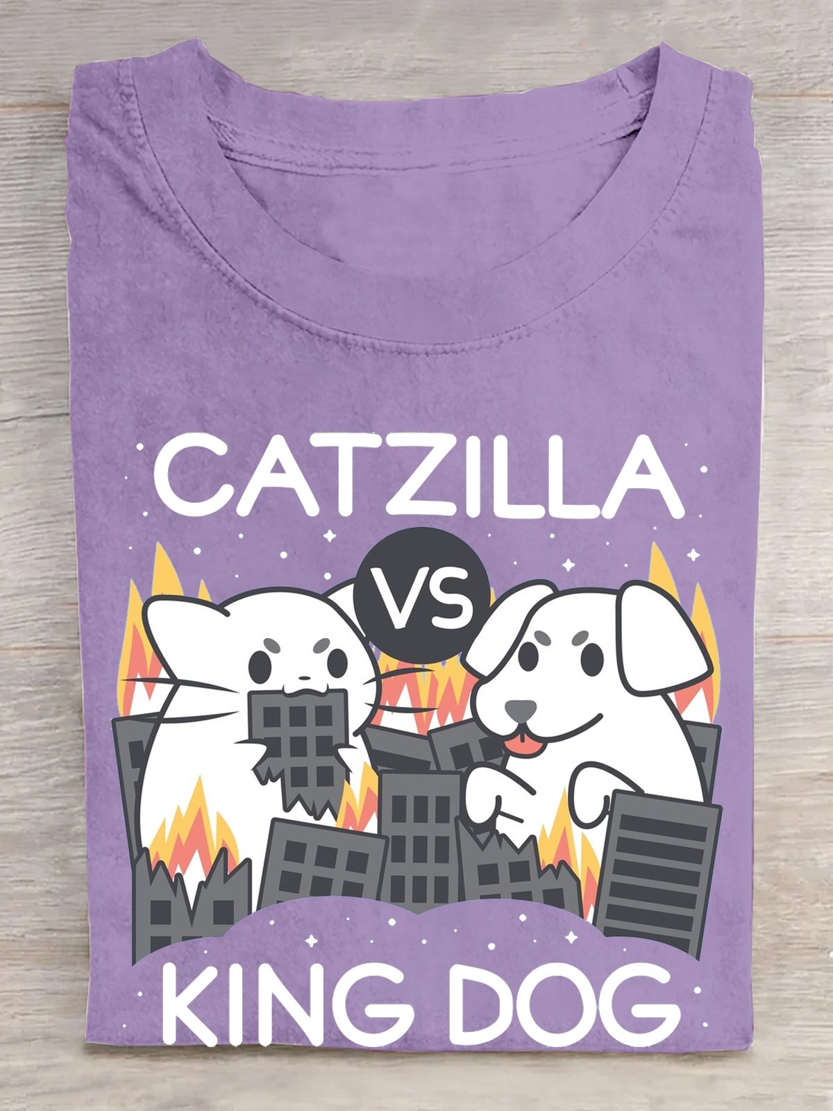 Cotton Catzilla vs King dog T-Shirt