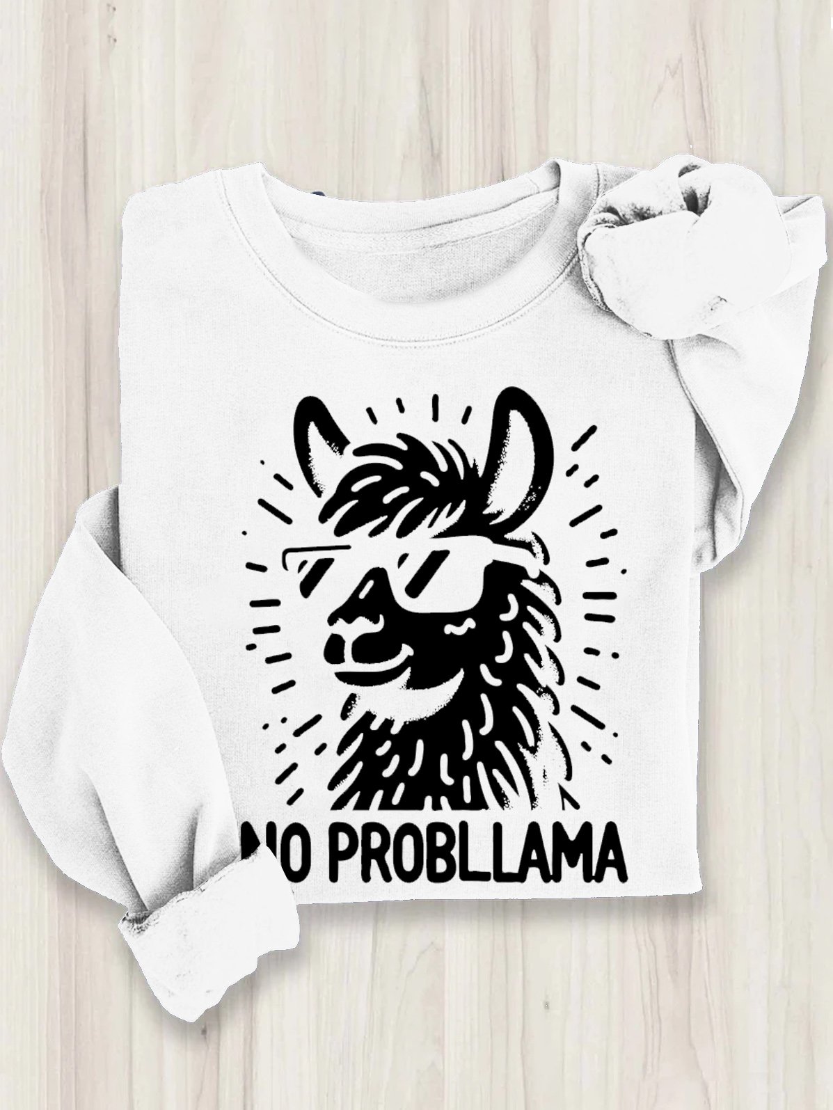 No Probllama Funny Llama Cotton Sweatshirt