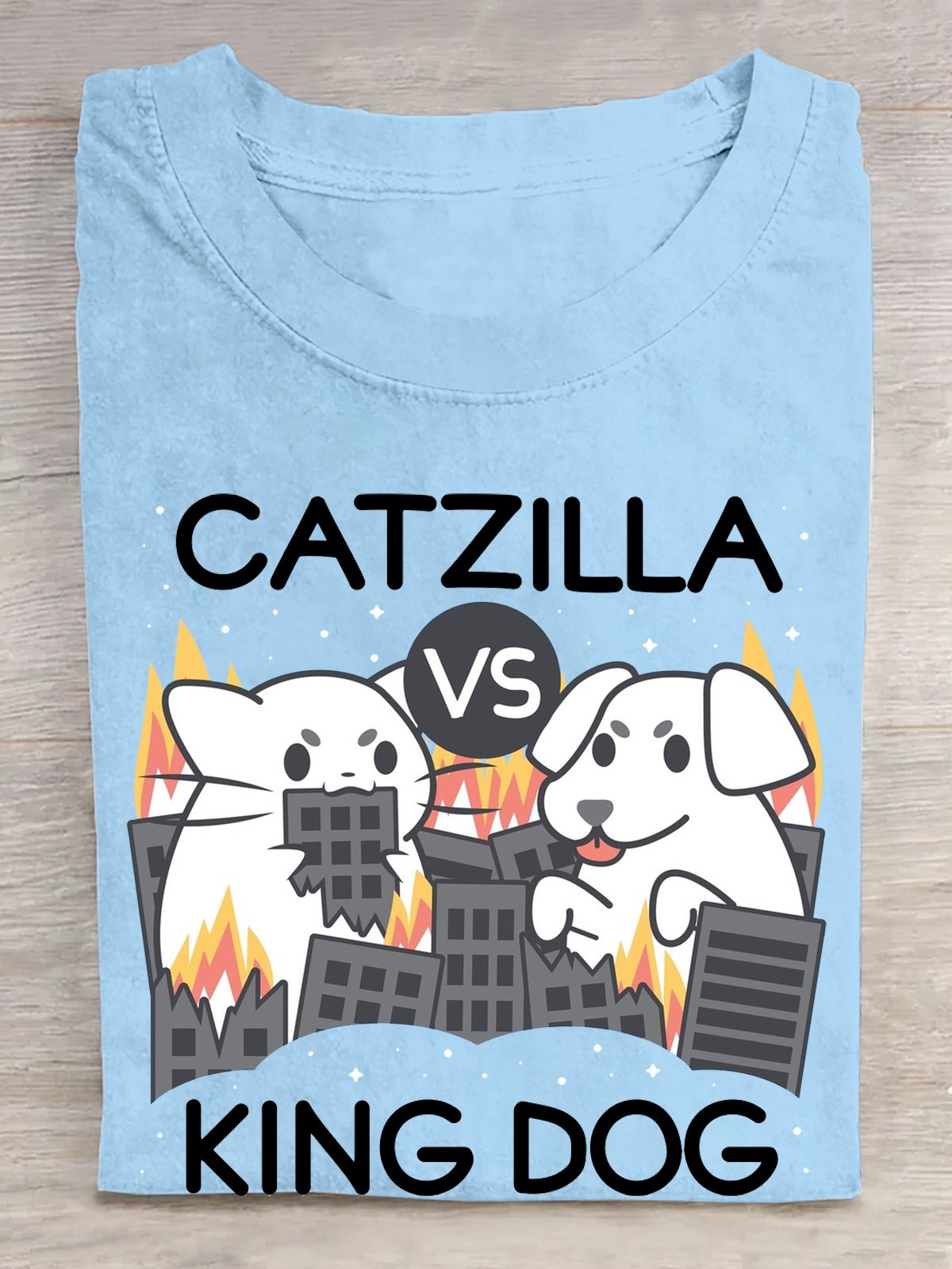 Cotton Catzilla vs King dog T-Shirt