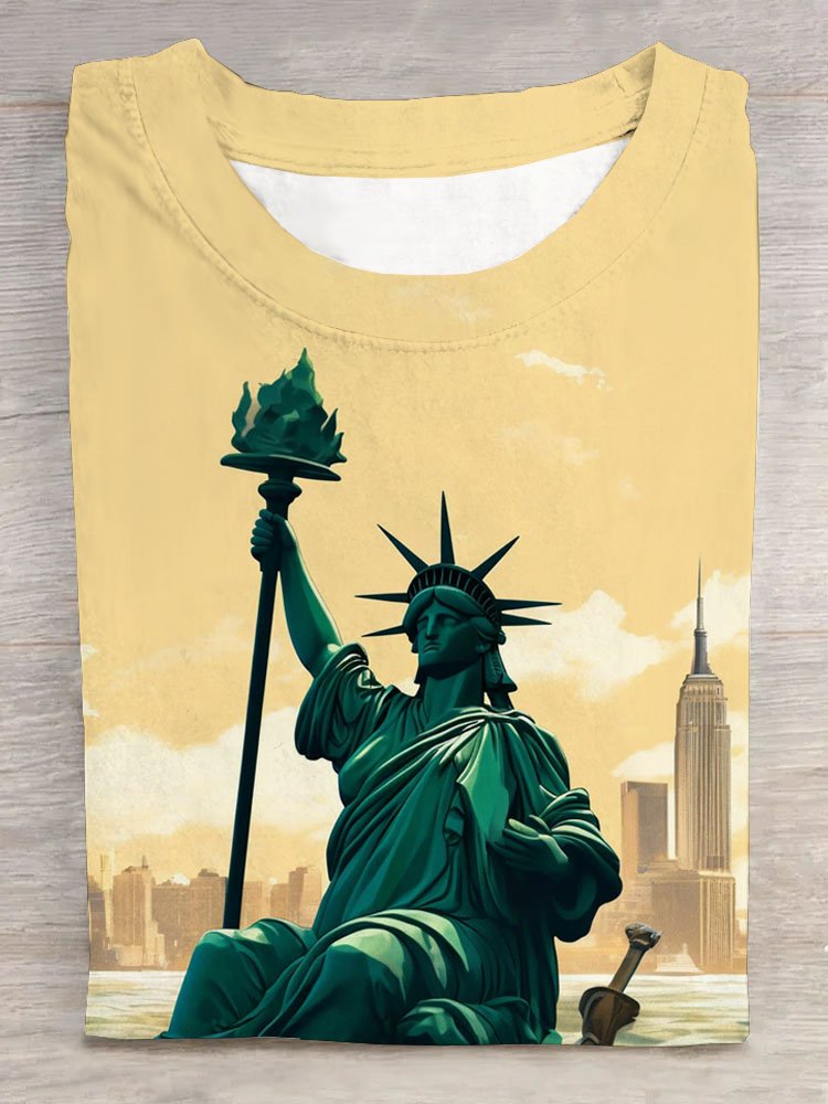 Statue of Liberty printed casual T-shirt