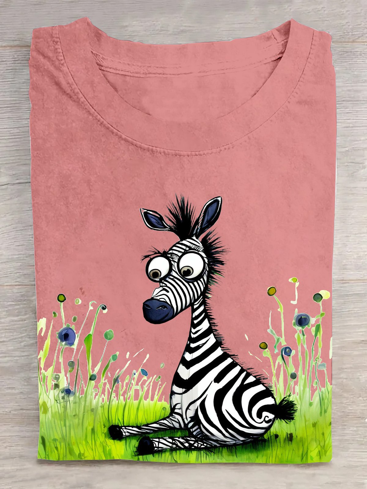 Cotton Casual Zebra Crew Neck T-Shirt