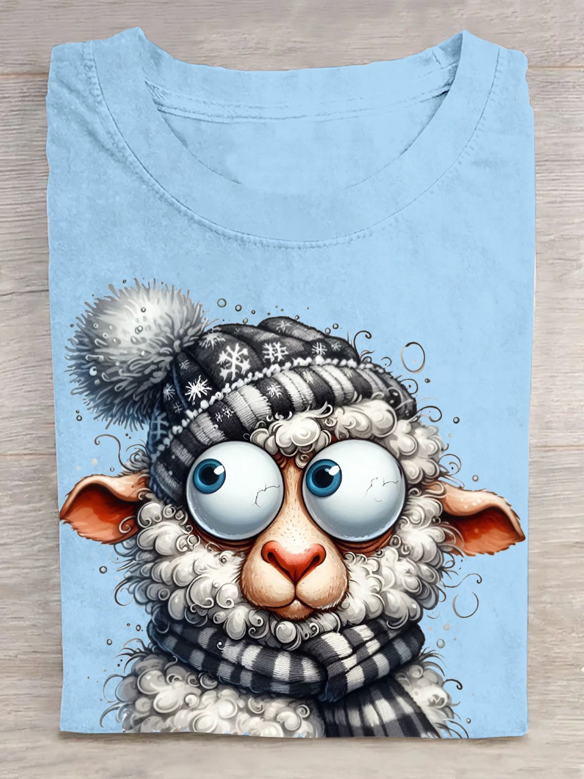 Quirky Sheep Cotton Crew Neck Animal Casual T-Shirt