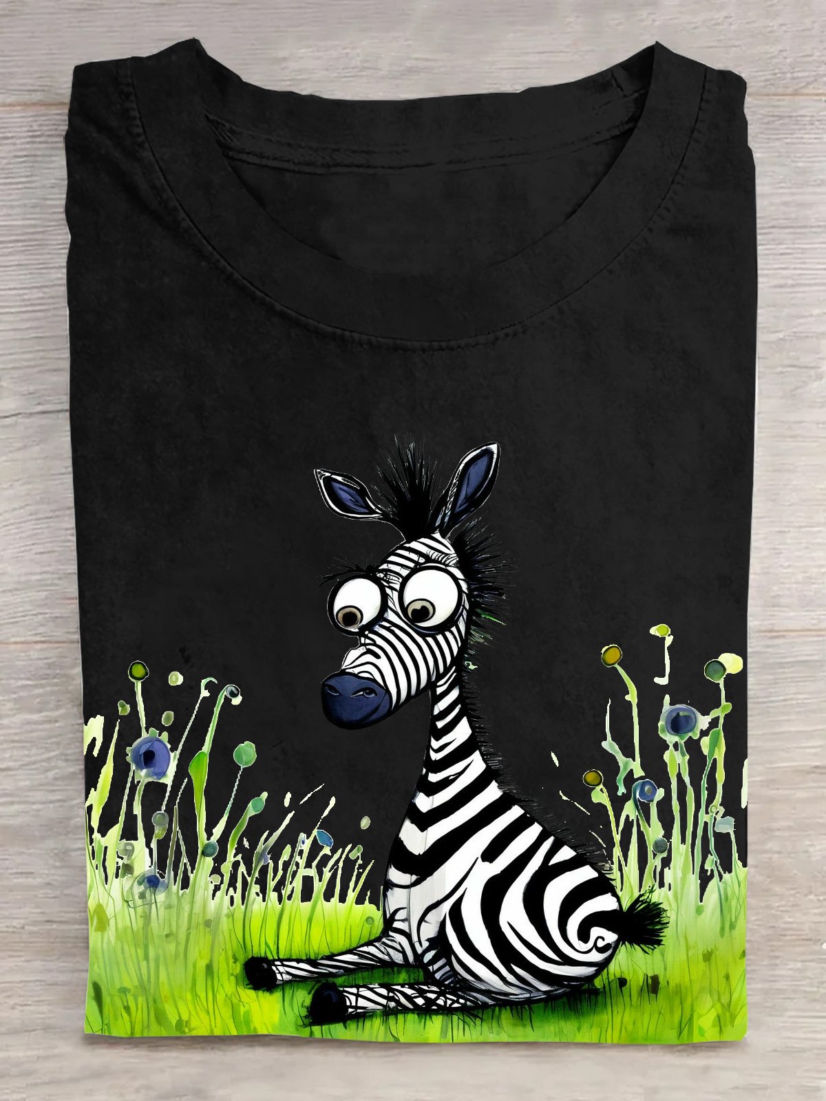 Cotton Casual Zebra Crew Neck T-Shirt