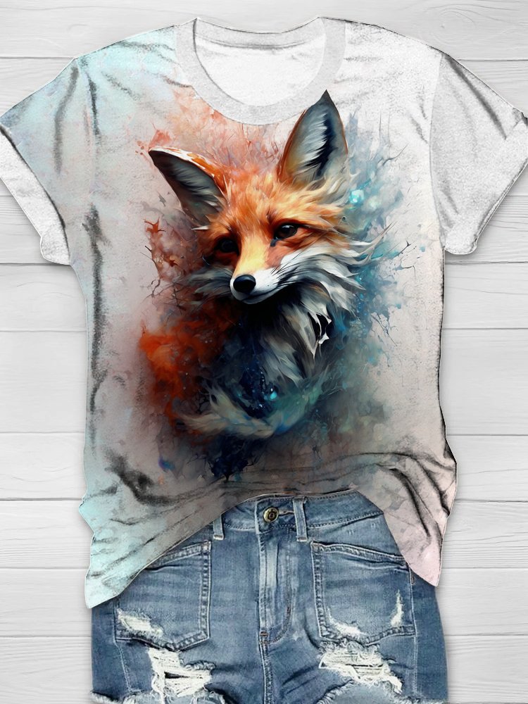 Loose Jersey Casual Wolf T-Shirt