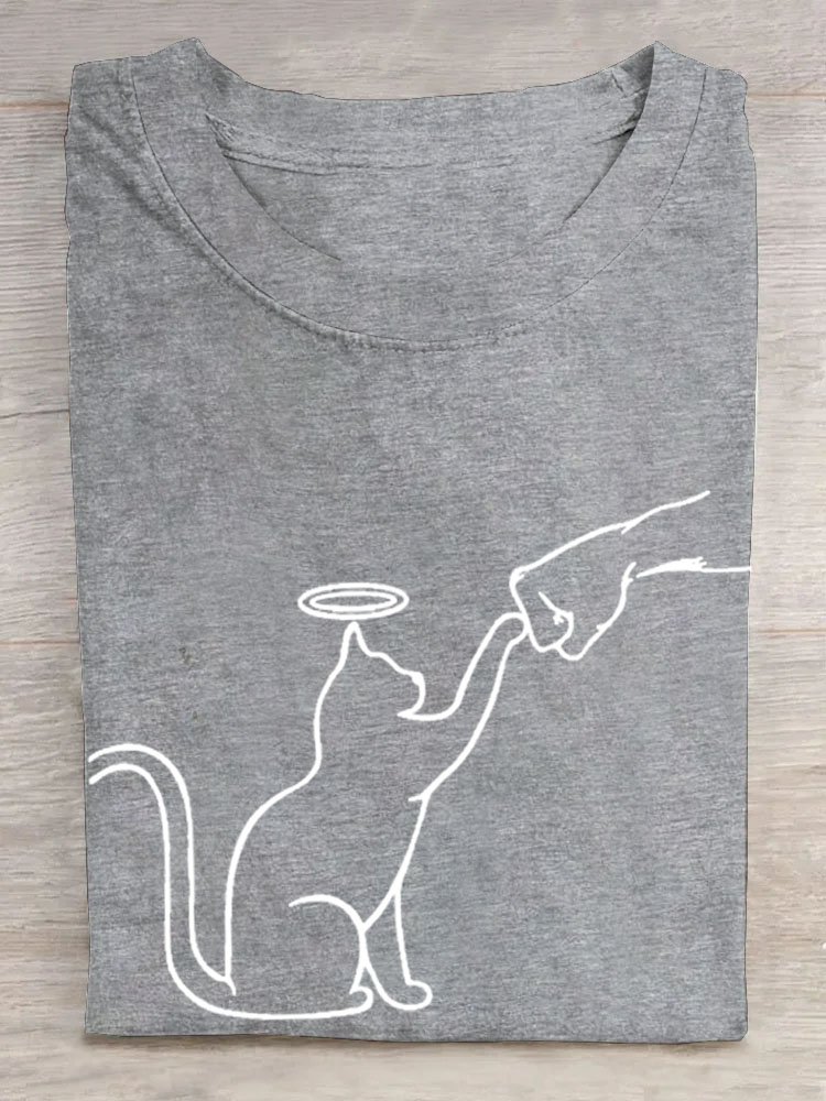 Casual Crew Neck Dog T-Shirt