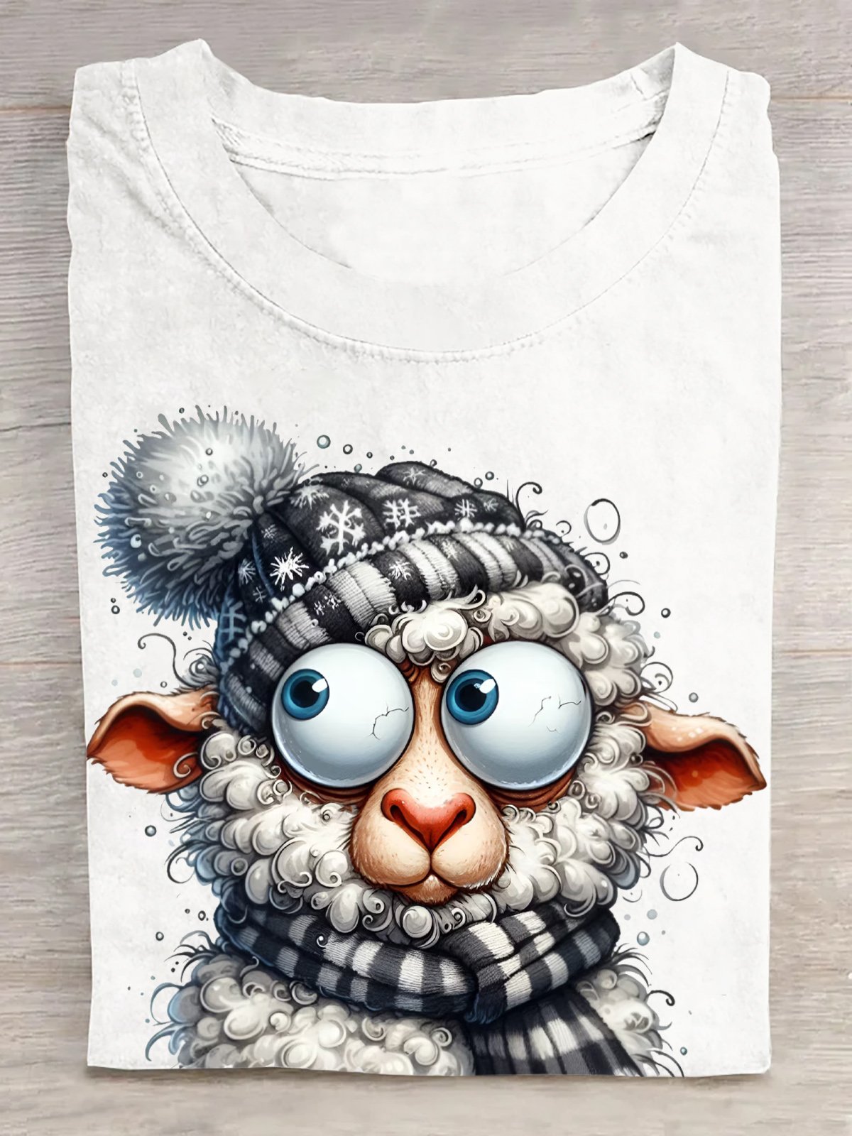 Quirky Sheep Cotton Crew Neck Animal Casual T-Shirt