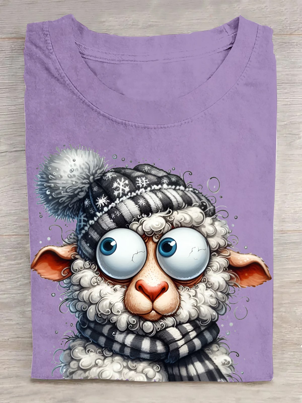 Quirky Sheep Cotton Crew Neck Animal Casual T-Shirt