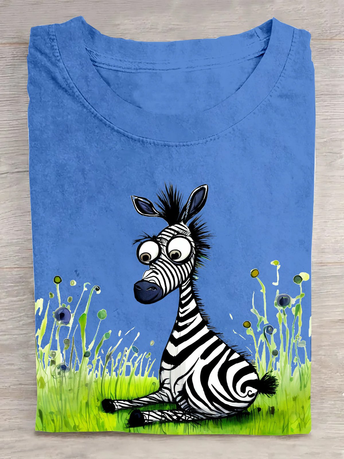 Cotton Casual Zebra Crew Neck T-Shirt