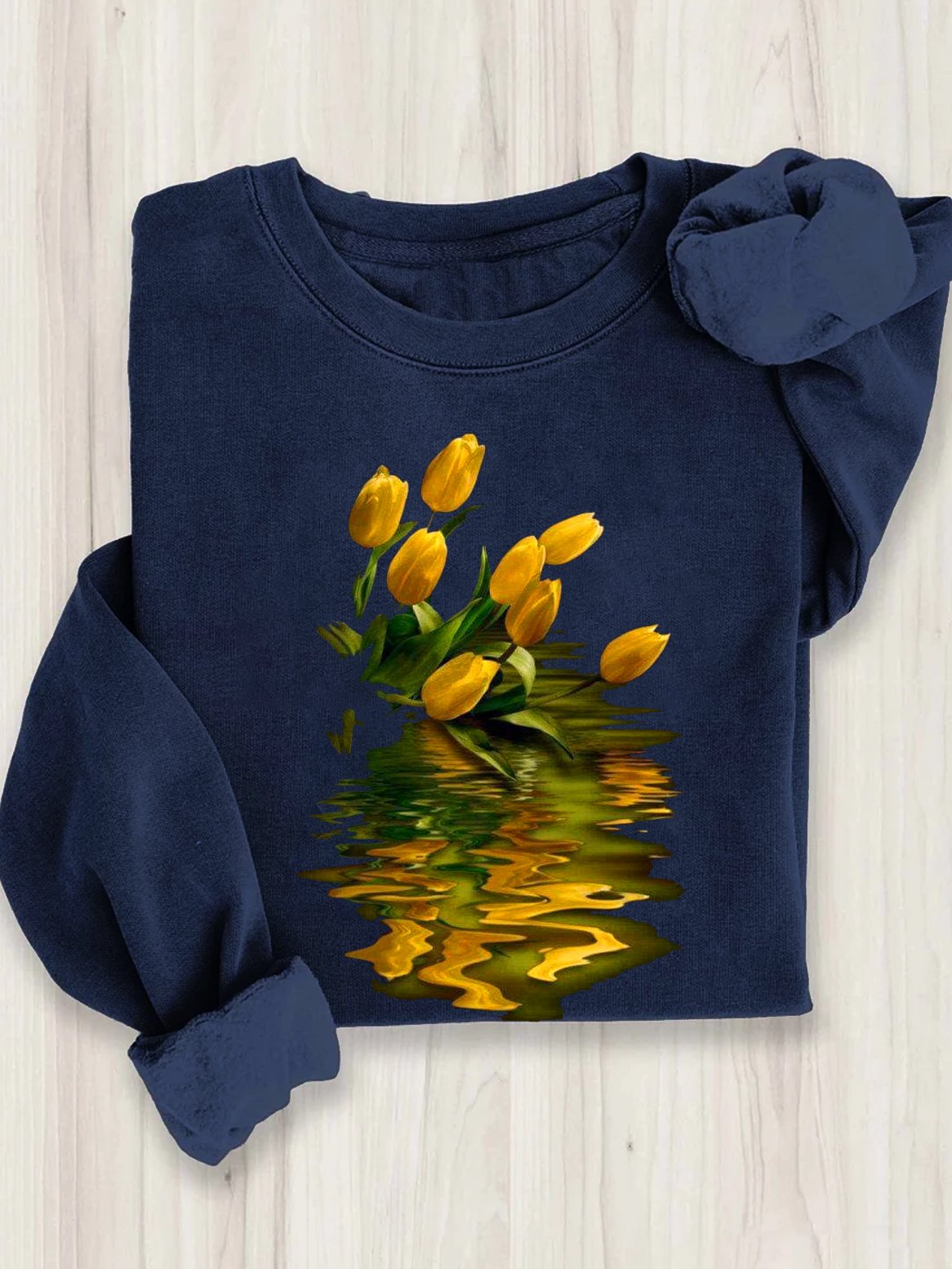 Casual Floral Crew Neck Loose Sweatshirt