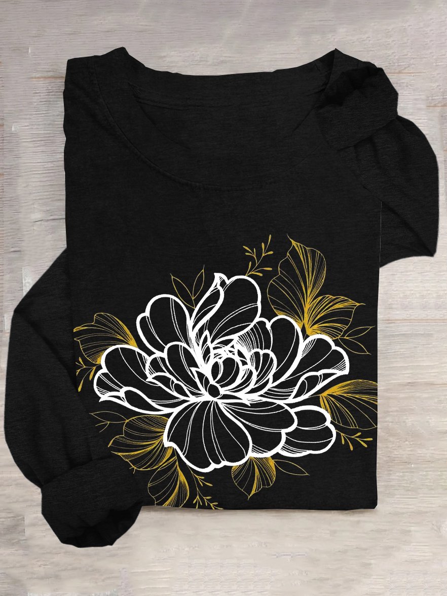 Floral Casual Crew Neck T-Shirt