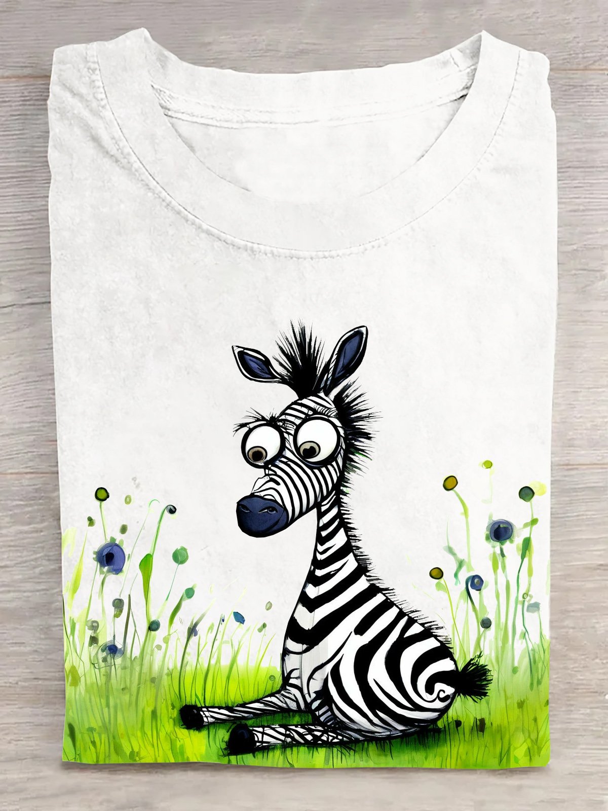 Cotton Casual Zebra Crew Neck T-Shirt