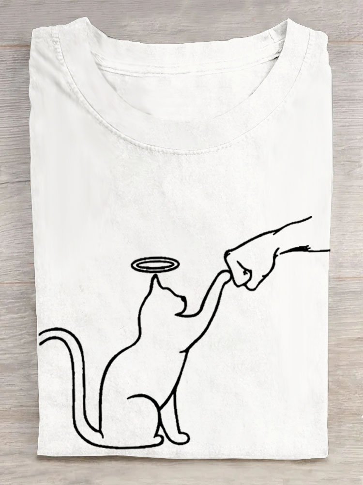 Casual Crew Neck Dog T-Shirt