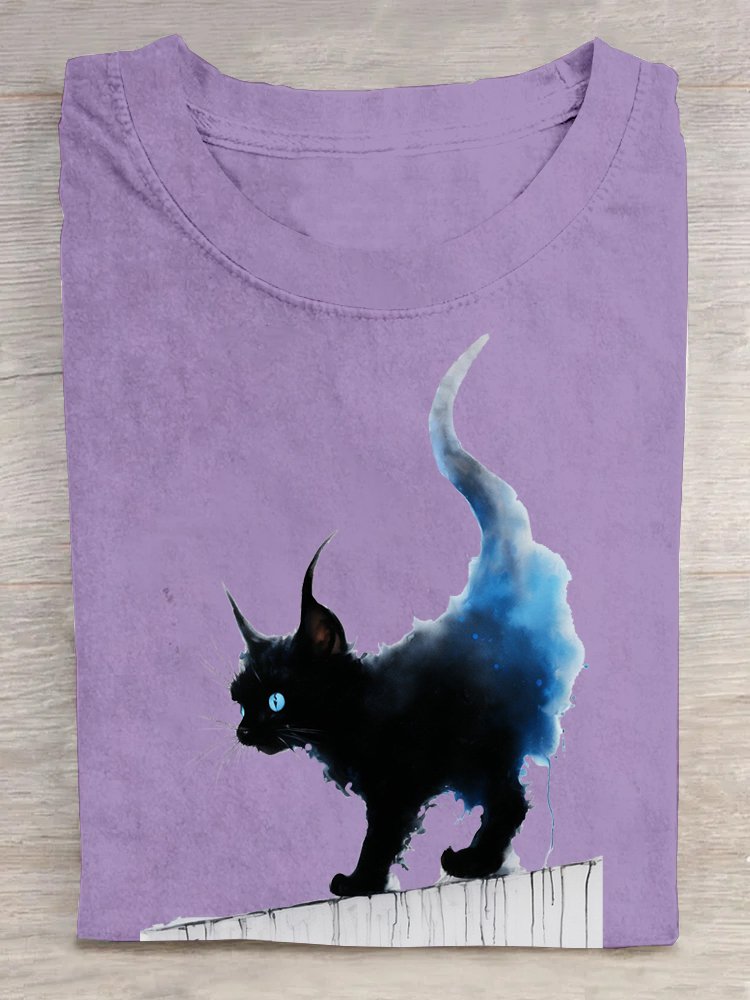 Cat Cotton Casual Loose T-Shirt