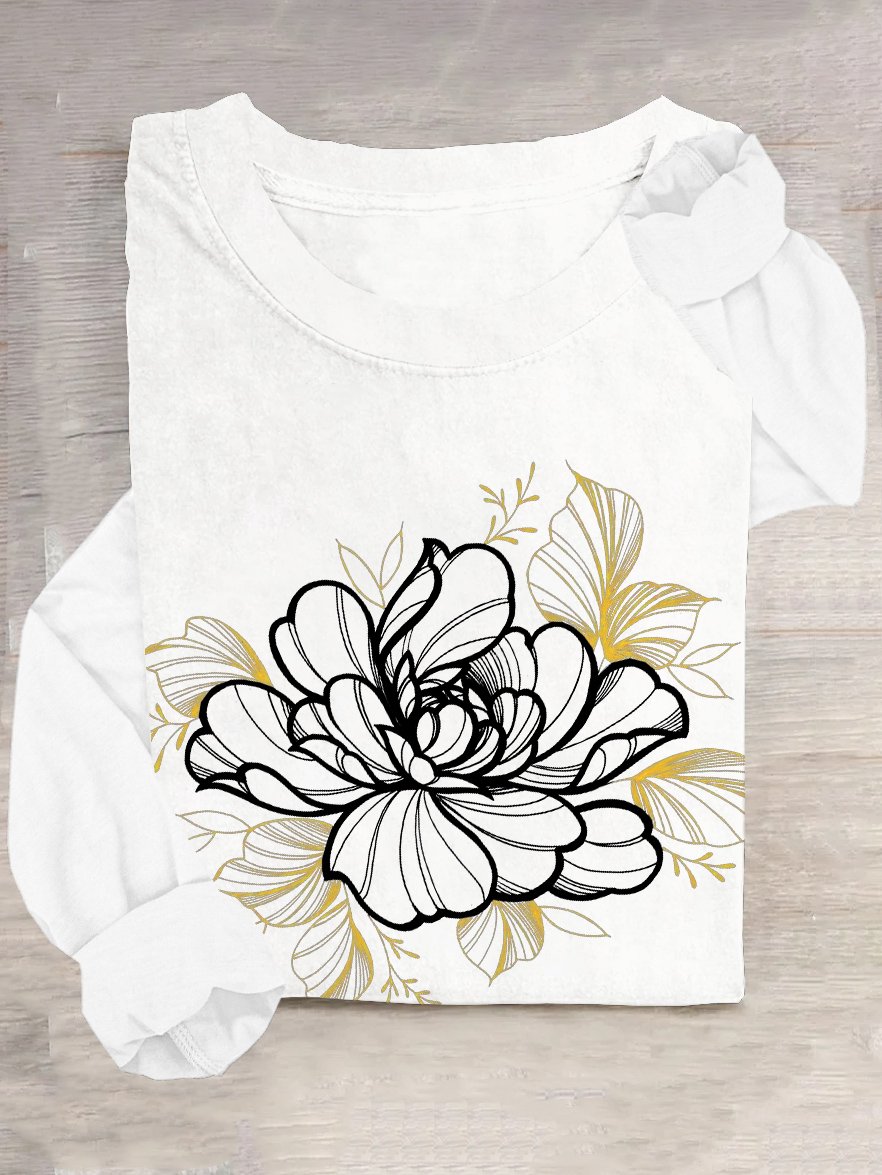 Floral Casual Crew Neck T-Shirt